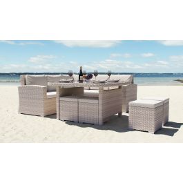 Polyrattan Sitzgruppe mit Esstisch für Terrasse und Balkon | artelia.de