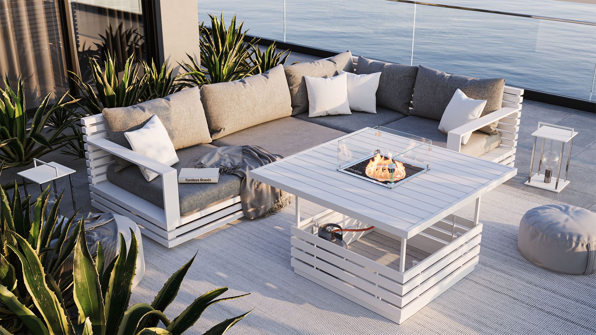 Outdoor Lounge Eckgruppe RN-1 S mit Feuertisch | artelia.de