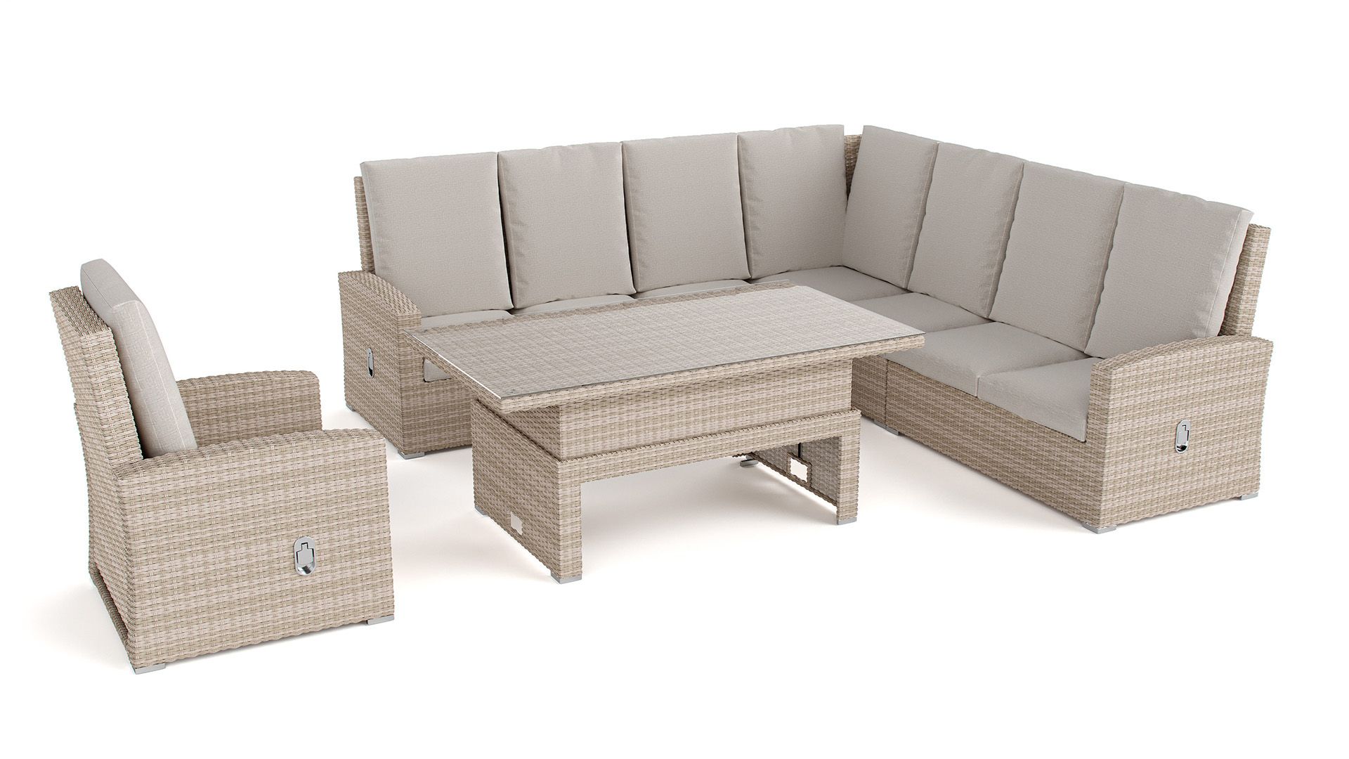 Jetzt EssLounge Terrassenmöbel aus Polyrattan mit höhenverstellbaren