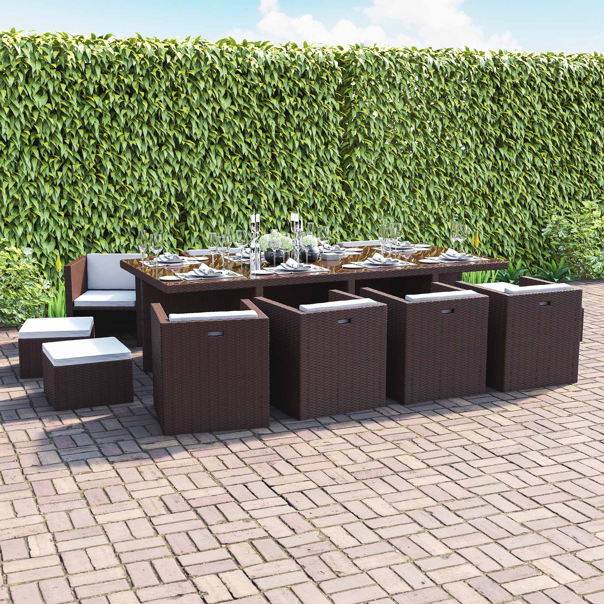 Gartenmöbel Set Rattan Schwarz sdatec.com