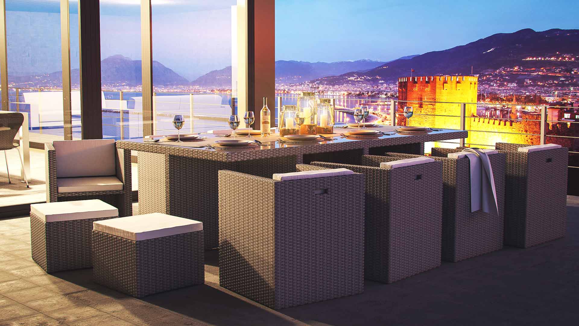 Polyrattan Sitzgruppe Boreas XL