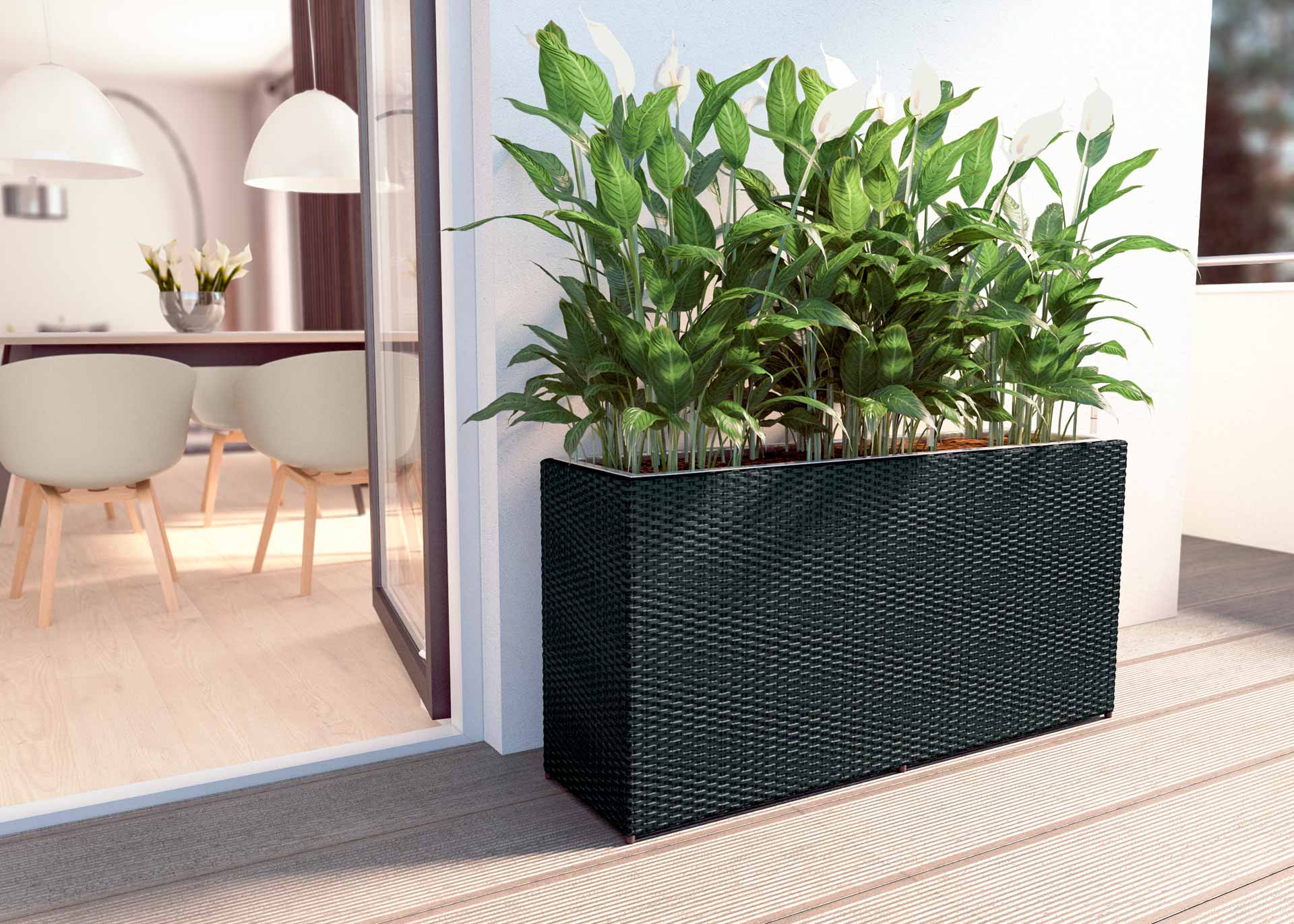 Polyrattan Blumentopf Natura L