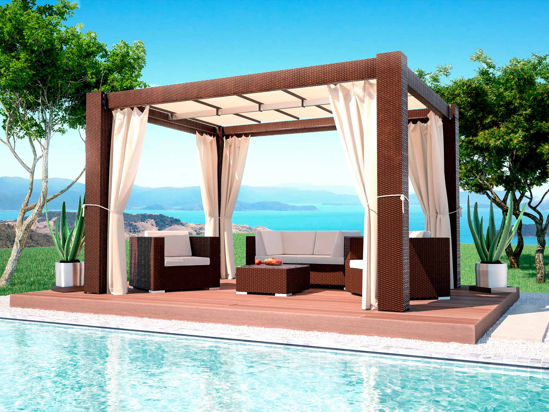 Polyrattan Pavillon Paloma 4x3 m