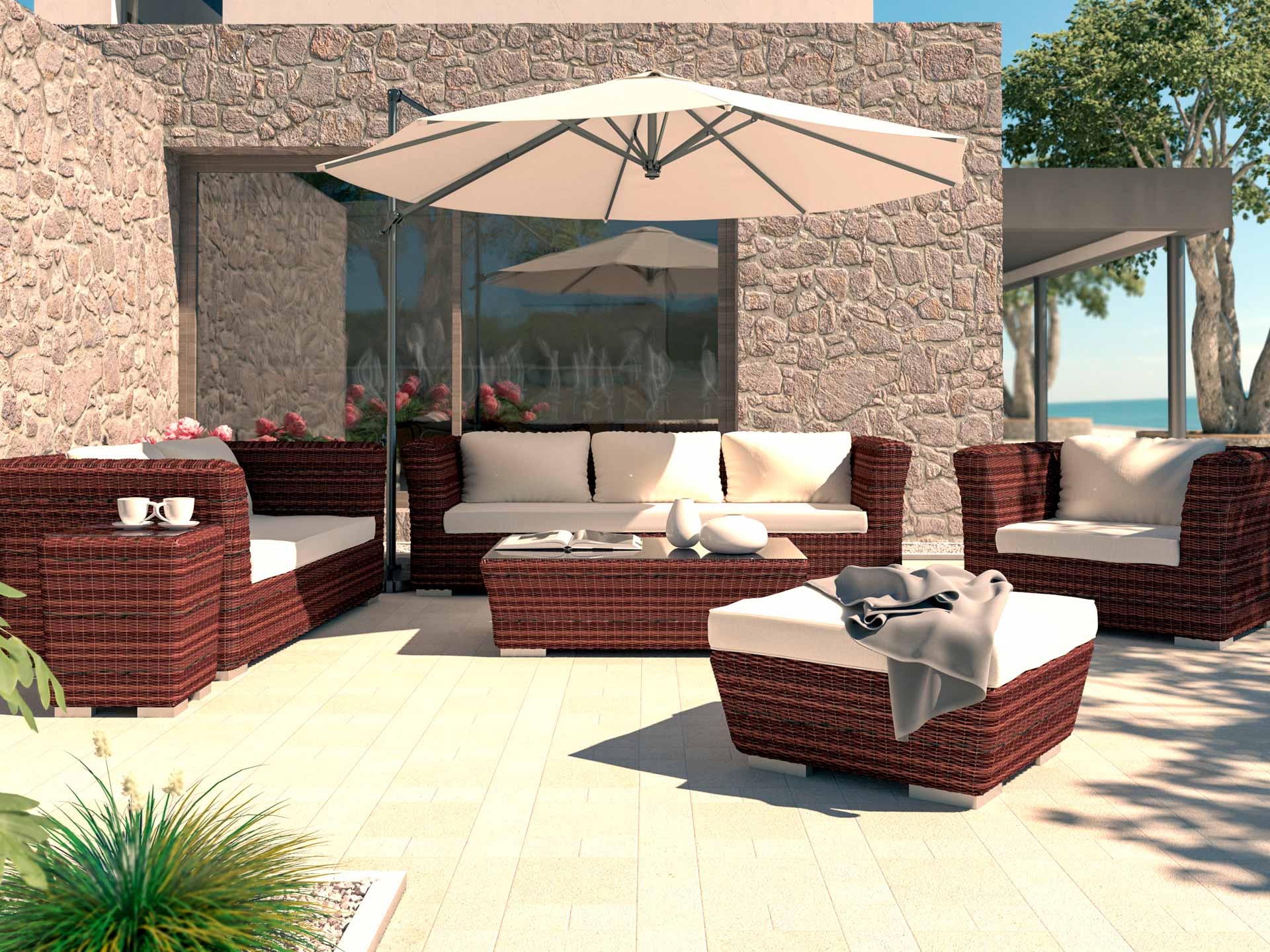 Luxus Rattan Gruppe Rigantona L